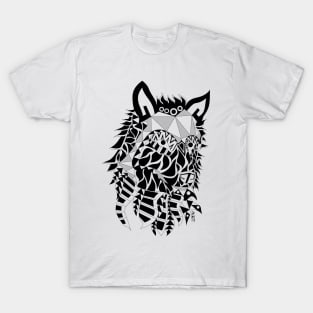 lone wolf in ecopop floral totonac zentangle art T-Shirt